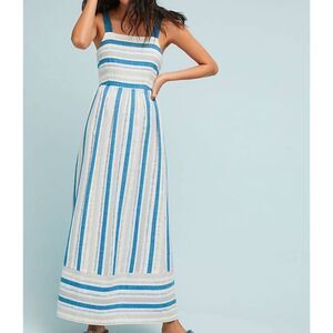Anthropologie Blue and White Striped Maxi Dress